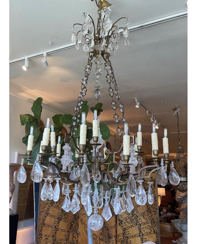 ITALIAN NEOCLASSIC  STYLE ROCK CRYSTAL CHANDELIER