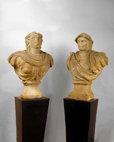 PAIR SPANISH STONE BUSTS