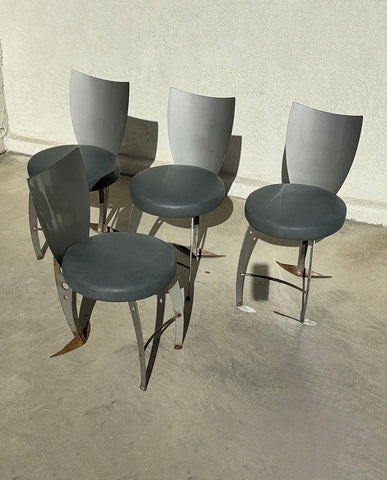 S/4 FRENCH “AVIATION” IRON SIDECHAIRS