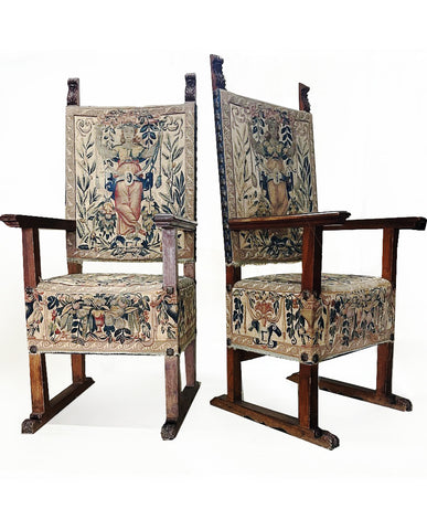 ITALIAN BAROQUE WALNUT ARMCHAIRS