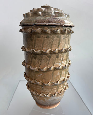 SUNG GREEN GLAZED EARTHENWARE LIDDED POT