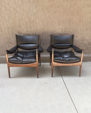 PR. KRISTIAN SOLMAR VEDEL PALISANDER AND LEATHER ARMCHAIRS