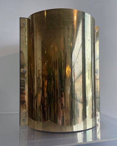 ITALIAN BRASS AND WOOD WASTE CAN