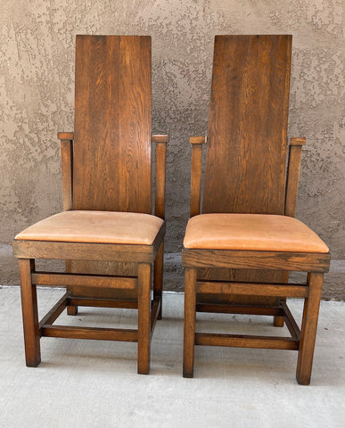 PAIR FRANK LLOYD WRIGHT  OAK SLANT-BACK SIDE CHAIRS