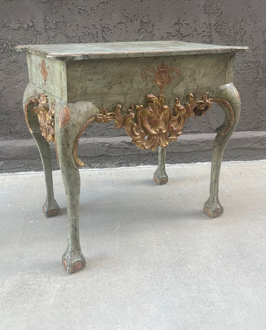 SWEDISH ROCOCO PAINTED AND PARCEL GILT CONSOLE