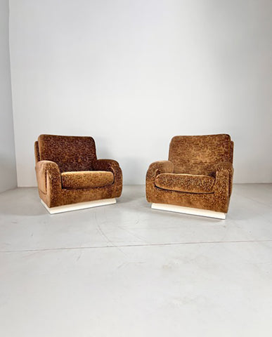 PAIR ITALIAN 70’S  UPHOLSTERED AND PAINTED BERGERES