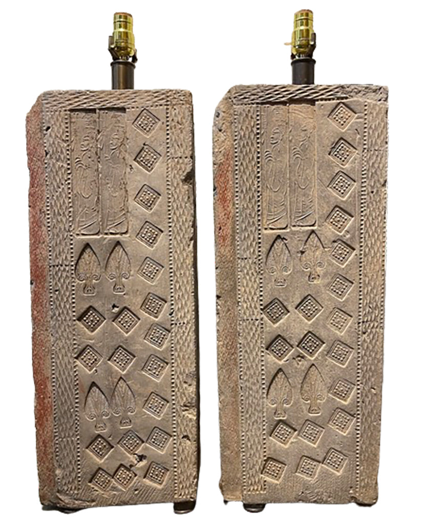 PAIR HAN EARTHENWARE TEMPLE COLUMNS PAIR HAN EARTHENWARE TEMPLE COLUMNS