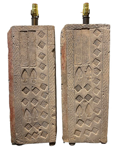 PAIR HAN EARTHENWARE TEMPLE COLUMNS