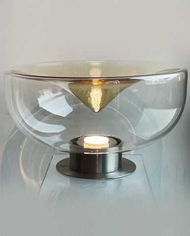 TONI ZUCCHERI for VENINI MURANO GLASS, PARCEL GILT AND STAINLESS STEEL LAMP