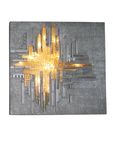 POLIARTE ALUMINUM AND MURANO GLASS LIGHT SCULPTURE