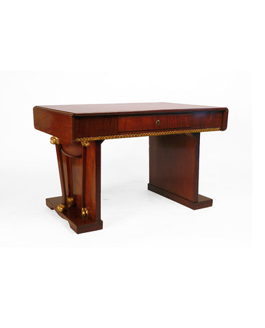 GERMAN EMPIRE MAHOGANY AND PARCEL GILT DESK
