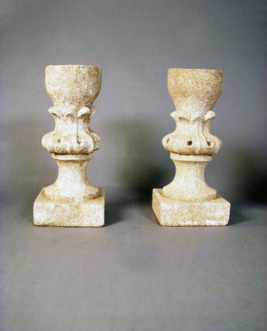PAIR SPANISH  BAROQUE GRANITE FINIALS
