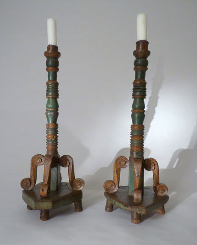 PAIR PORTUGUESE  BAROQUE CANDLESTICKS