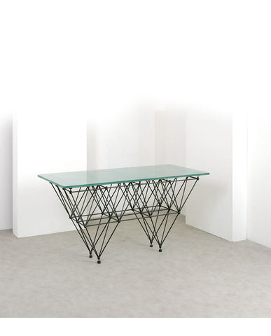 ITALIAN IRON AND GLASS CONSOLE