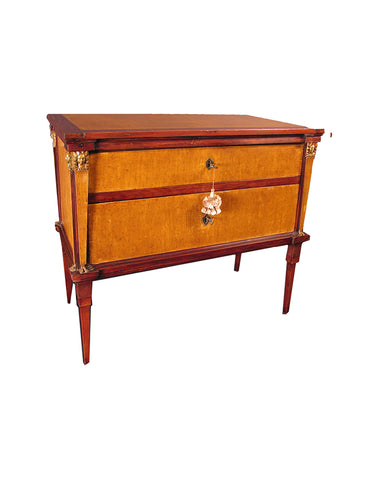 ITALIAN EMPIRE OCHRE AND RED PAINTED COMMODE