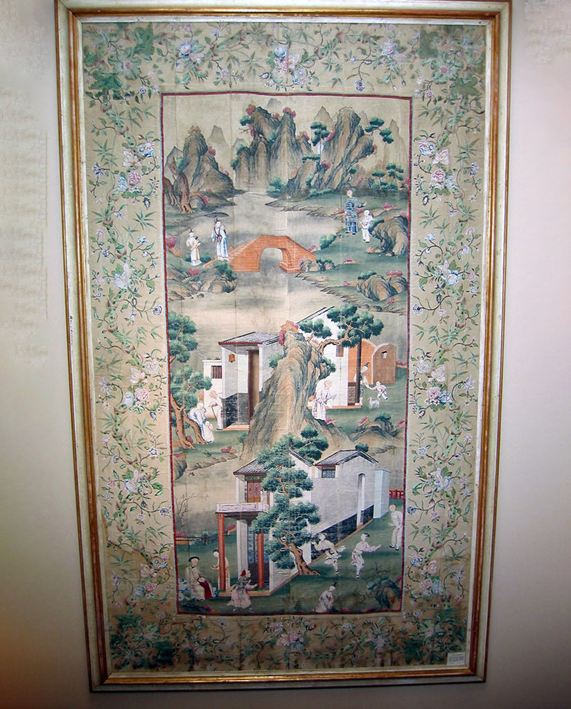 CHINOISERIE  PAINTED SILK PANEL CHINOISERIE  PAINTED SILK PANEL