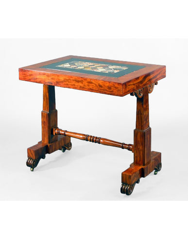 REGENCY MAHOGANY AND  SPECIMEN MARBLE INLAID TABLE