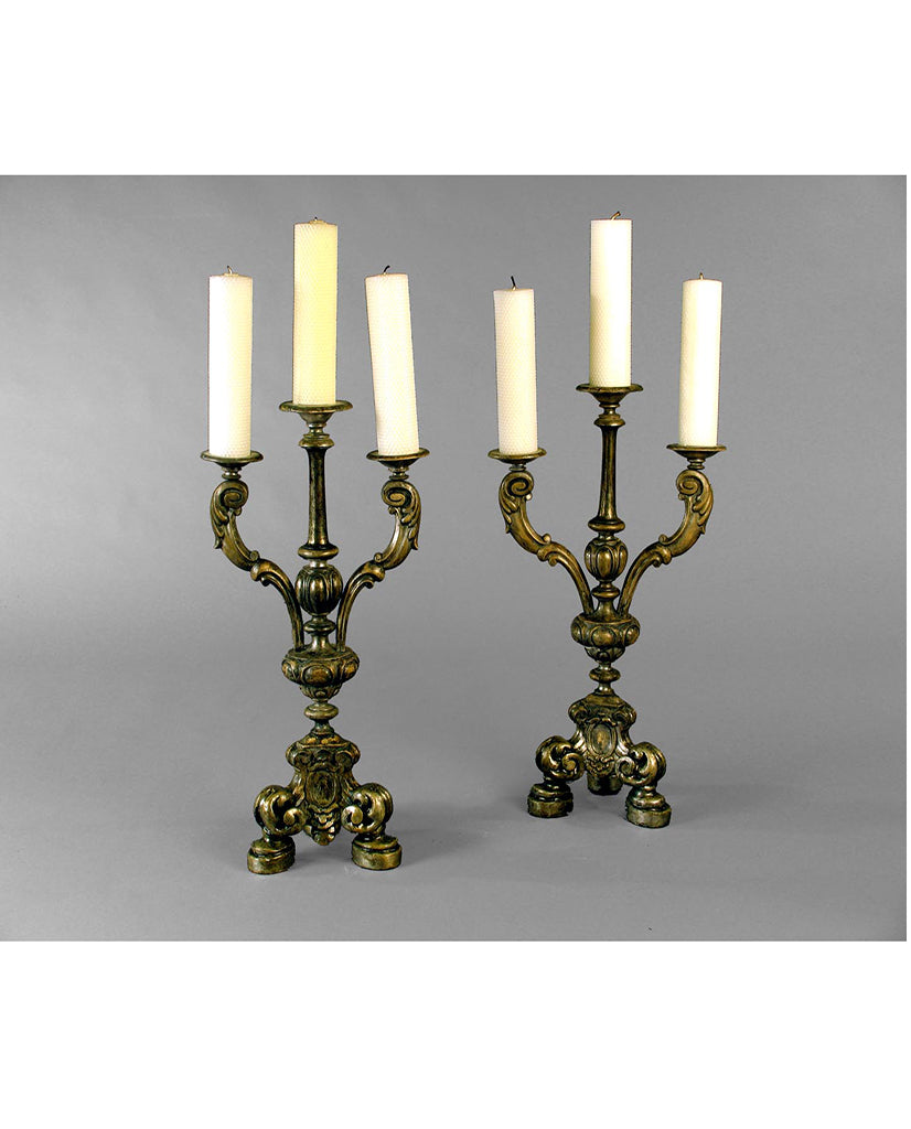 PAIR PORTUGUESE BAROQUE SILVER GILT CANDLESTICKS PAIR PORTUGUESE BAROQUE SILVER GILT CANDLESTICKS
