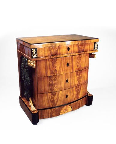 DANISH LATE NEOCLASSIC MAHOGANY AND  PART EBONIZED BUREAU COMMODE