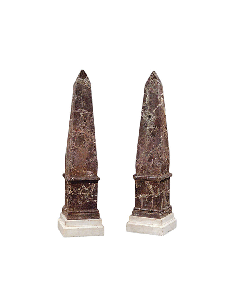 PAIR ROMAN  NEOCLASSIC MARBLE OBELISKS PAIR ROMAN  NEOCLASSIC MARBLE OBELISKS