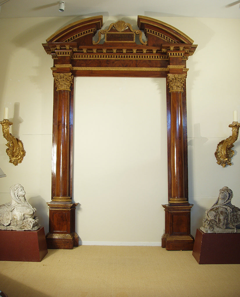 ITALIAN BAROQUE WALNUT AND  PARCEL GILT PORTAL ITALIAN BAROQUE WALNUT AND  PARCEL GILT PORTAL