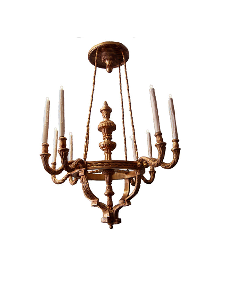 GERMAN NEOCLASSIC GILTWOOD CHANDELIER GERMAN NEOCLASSIC GILTWOOD CHANDELIER