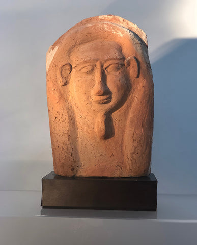 EGYPTIAN TERRA-COTTA  SARCOPHAGUS LID