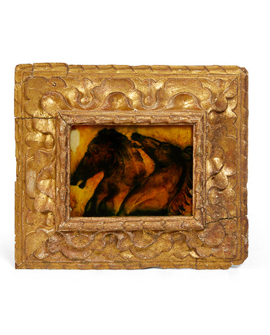 ITALIAN BAROQUE EGLOMISE PANEL WITHIN GILTWOOD FRAME