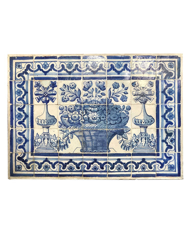 PORTUGUESE BAROQUE BLUE AND WHITE TILE PANEL