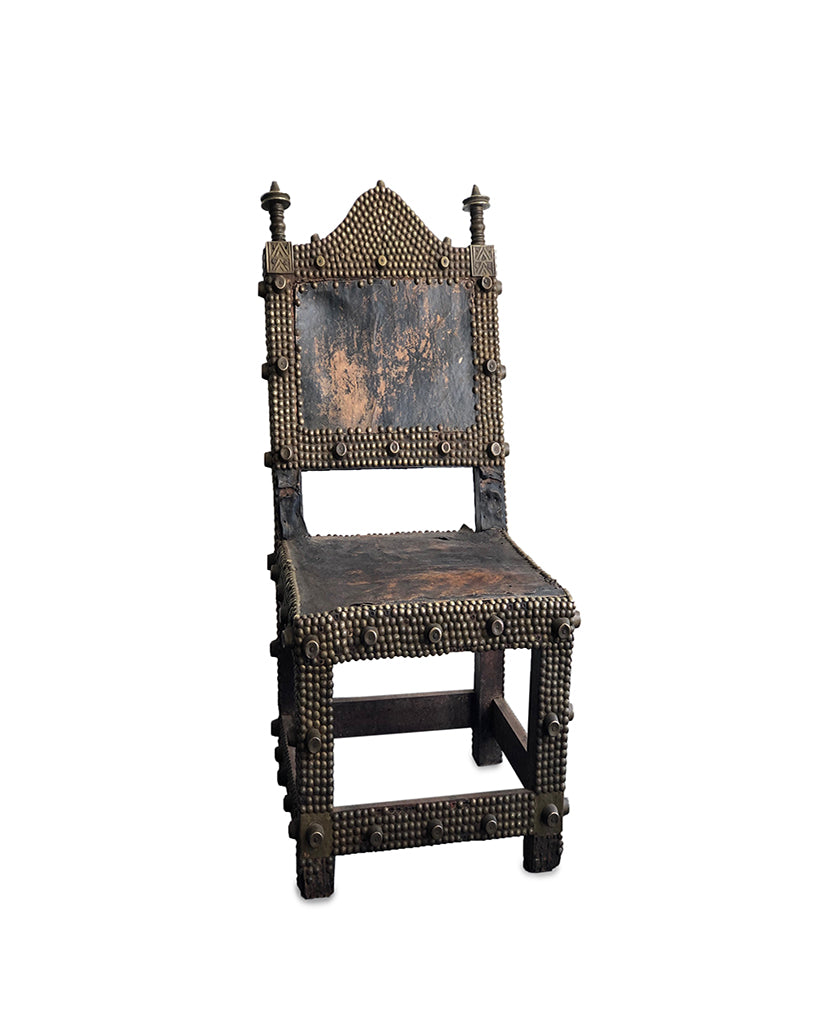 ASANTE (ASHANTI) HARDWOOD LEATHER AND BRASS CHIEFTAIN’S THRONE CHAIR “ASIPIM” ASANTE (ASHANTI) HARDWOOD LEATHER AND BRASS CHIEFTAIN’S THRONE CHAIR “ASIPIM”