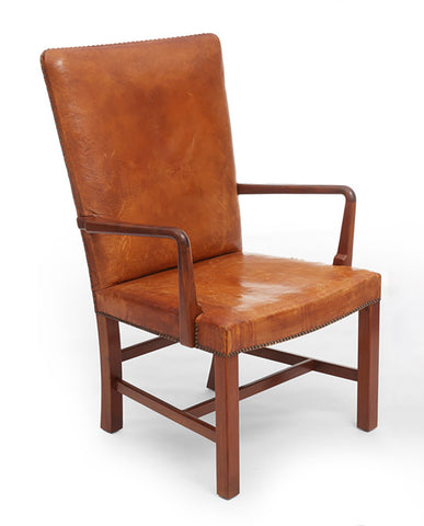 KAARE KLINT ATTRIBUTED  “NØRREVOLD” MAHOGANY  AND NIGER LEATHER ARMCHAIR