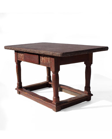 SWEDISH BAROQUE PAINTED AND STONE TOP TABLE