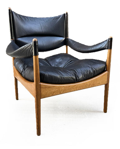 KRISTIAN SOLMAR VEDEL CHESTNUT AND LEATHER ARMCHAIR