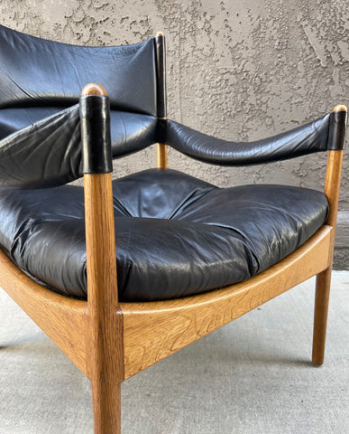 KRISTIAN SOLMAR VEDEL CHESTNUT AND LEATHER ARMCHAIR