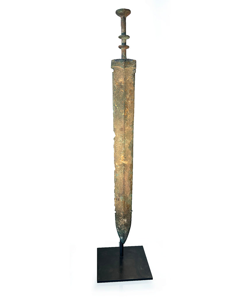 WARRING STATES  CAST BRONZE AND GOLD INLAID SWORD WARRING STATES  CAST BRONZE AND GOLD INLAID SWORD