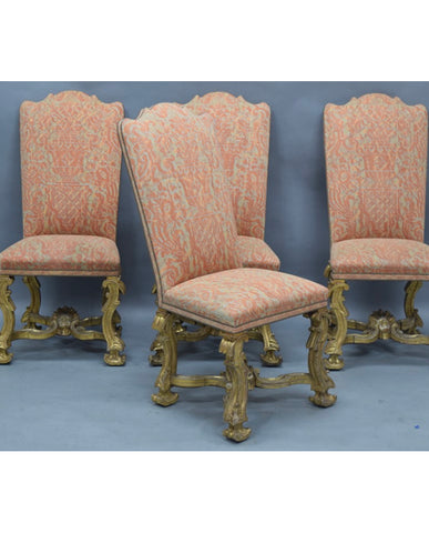 S/4 ITALIAN BAROQUE  GILTWOOD SIDECHAIRS