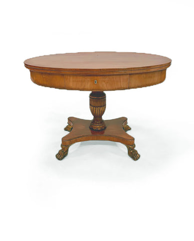 SWEDISH KARL JOHN ELMWOOD AND PARCEL GILT CENTER TABLE