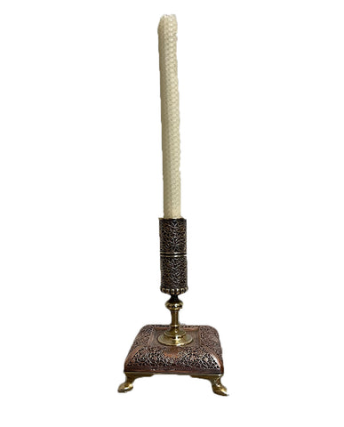 ISLAMIC BRASS  AND COPPER CANDLESTICK
