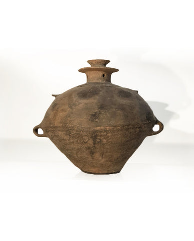 CHINESE ARCHAIC EARTHENWARE COVERED URN