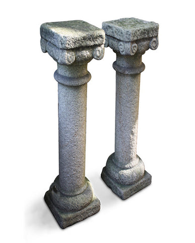 PAIR GALICIAN GRANITE COLUMNS