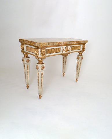 ITALIAN NEOCLASSIC PAINT AND PARCEL GILT CONSOLE