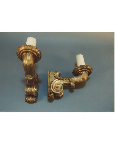 PAIR CONTINENTAL EMPIRE GILTWOOD APPLIQUES