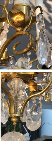 LOUIS XV GILT BRONZE AND ROCK CRYSTAL CHANDELIER