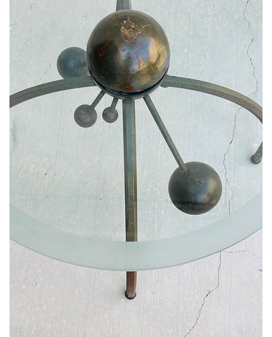 ITALIAN MID-CENTURY GLASS   AND WROUGHT IRON TABLE