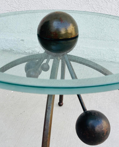 ITALIAN MID-CENTURY GLASS   AND WROUGHT IRON TABLE