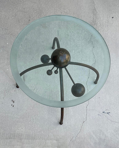 ITALIAN MID-CENTURY GLASS   AND WROUGHT IRON TABLE