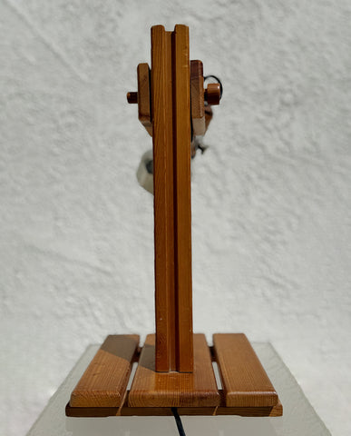 ITALIAN FOLK ART  ADJUSTABLE PINE AND METAL LAMP