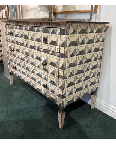 PAIR TUSCAN STYLE PINE PAINTED COMMODES