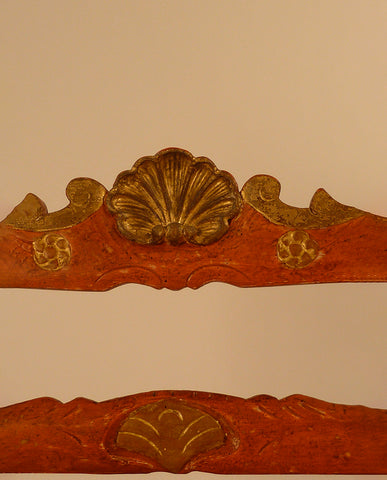 SET of EIGHT IBERIAN BAROQUE  RED PAINTED LADDERBACK CHAIRS