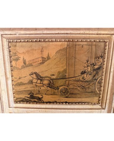 PAIR ITALIAN NEOCLASSIC PAINTED AND LACCA POVERA SCREENS